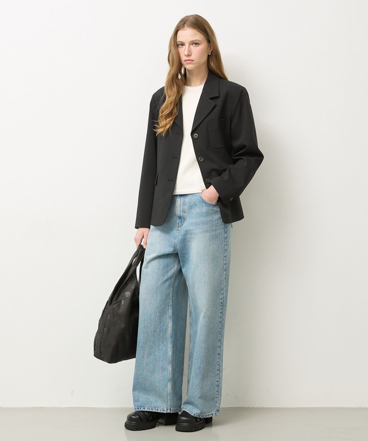 뉴루키(NEW LOOKY) Wide fit denim pants_Blue