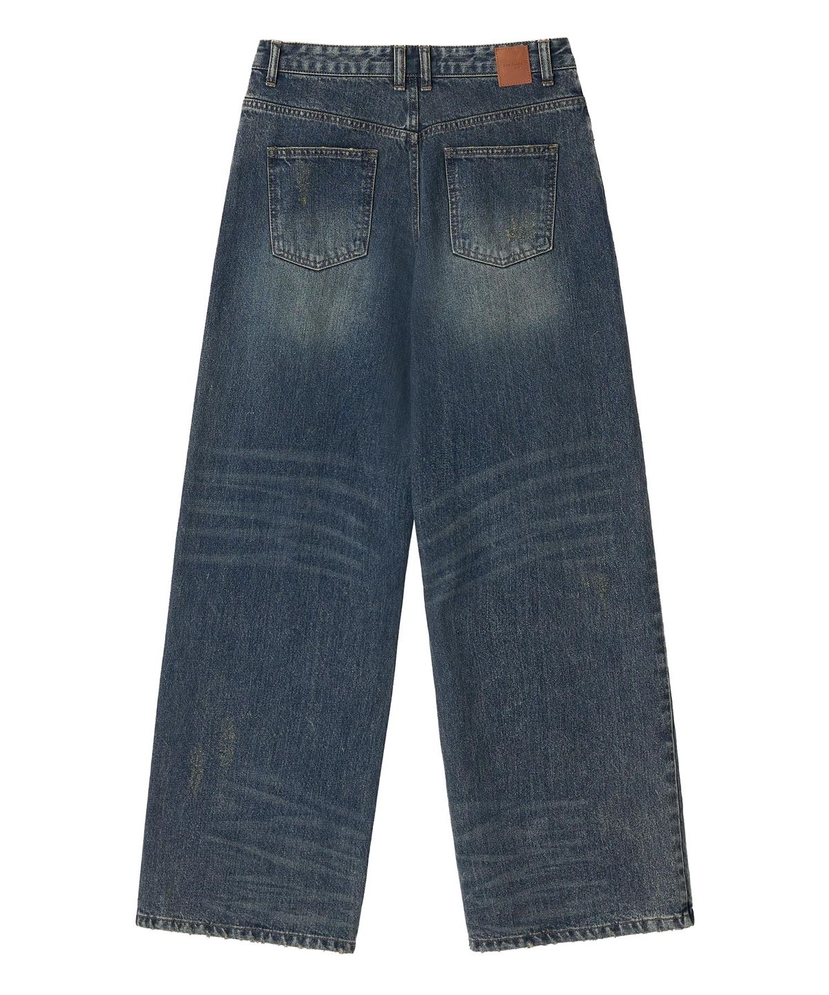뉴루키(NEW LOOKY) Damaged wide fit denim pants_Dark blue