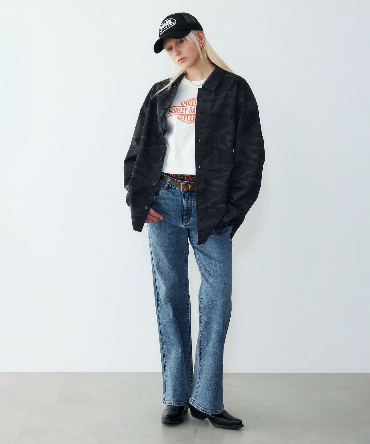 할리데이비슨 컬렉션스®(HARLEY-DAVIDSON COLLECTIONS®) [여성] 바앤실드 티셔츠 아이보리_HH26111050