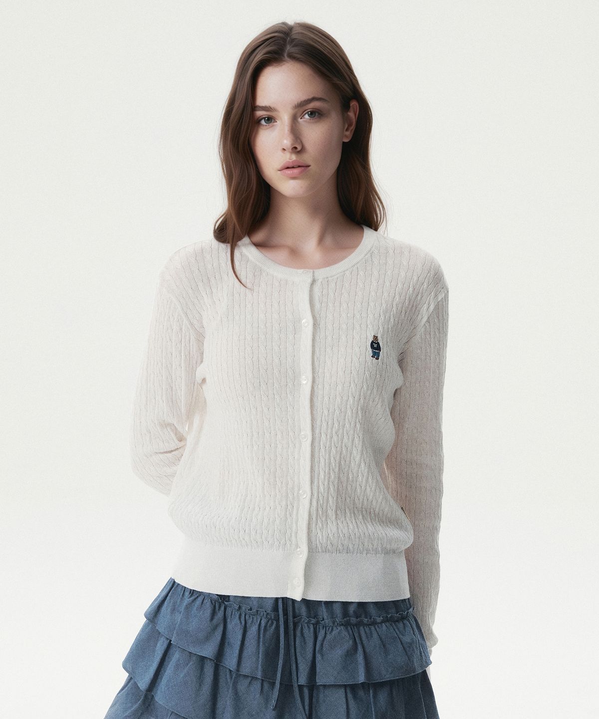 후아유(WHO.A.U) Steve High Gauge Cable Cardigan / WHCKG2521F