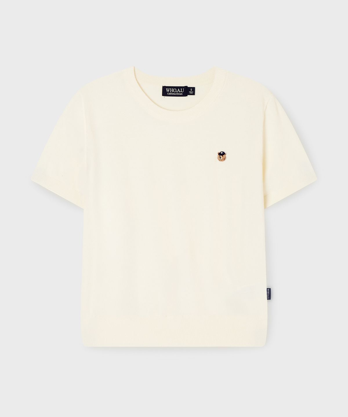 후아유(WHO.A.U) Steve R-neck Plain Short Sleeve Sweater/WHKAG2425F