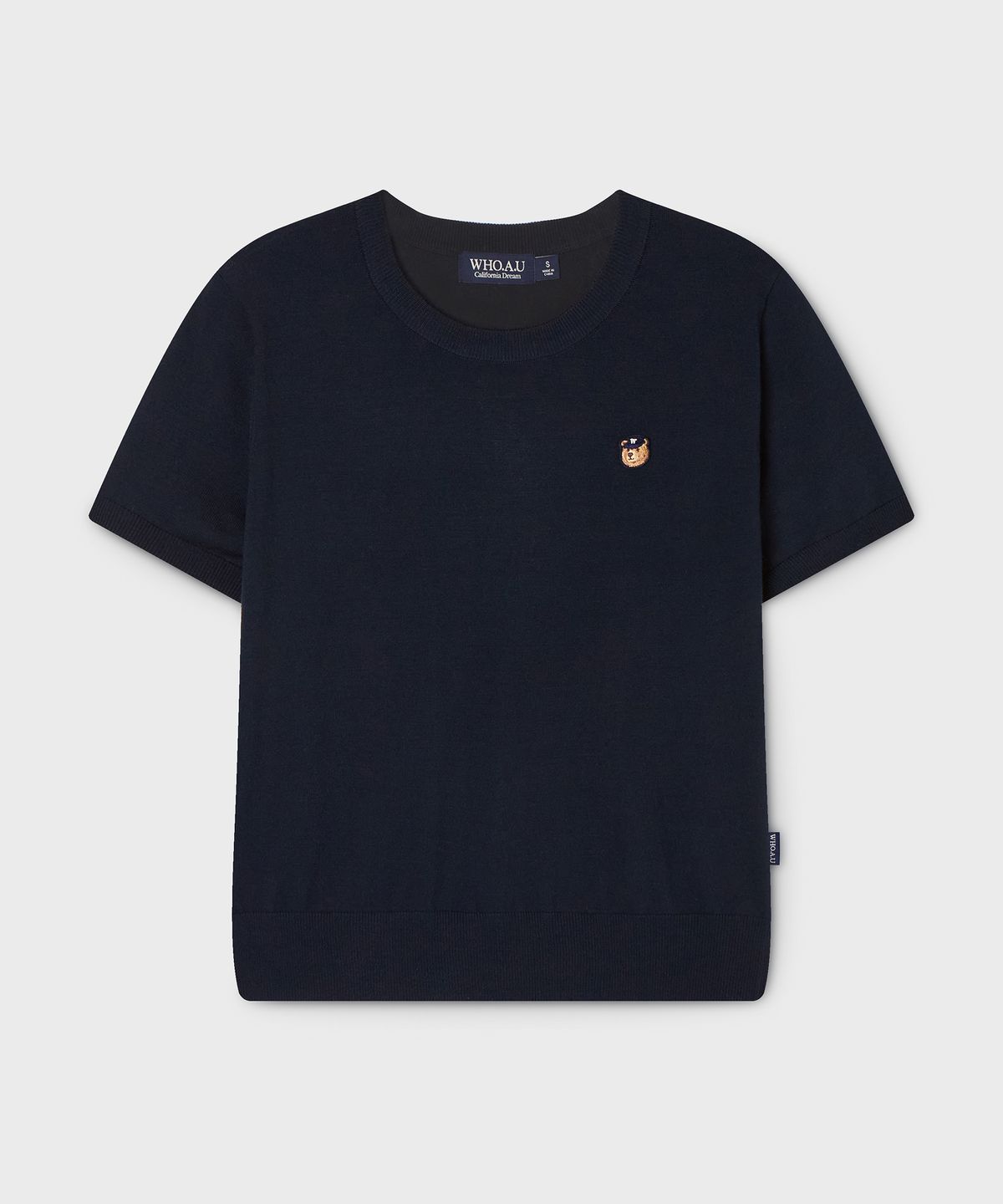 후아유(WHO.A.U) Steve R-neck Plain Short Sleeve Sweater/WHKAG2425F