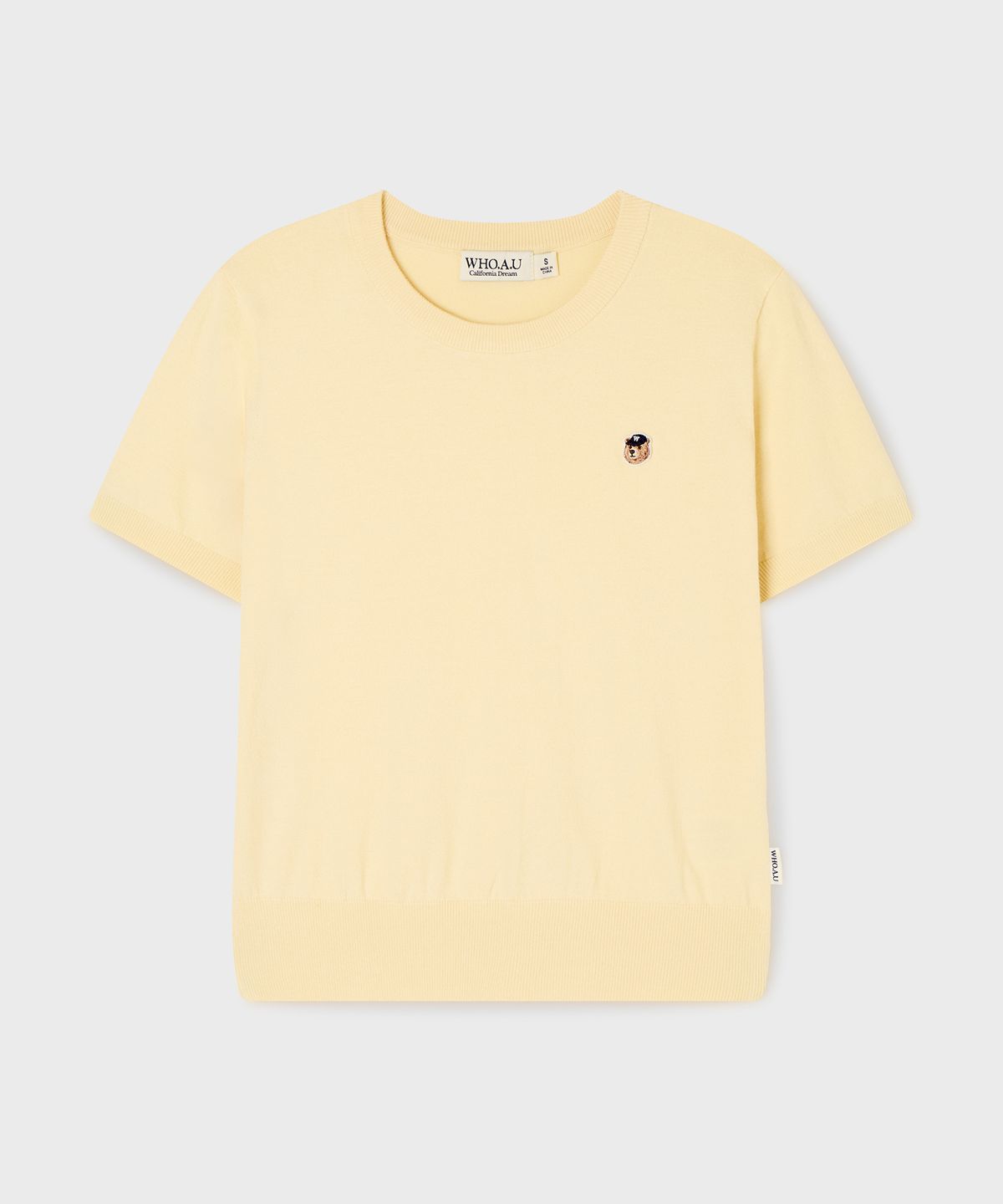 후아유(WHO.A.U) Steve R-neck Plain Short Sleeve Sweater/WHKAG2425F