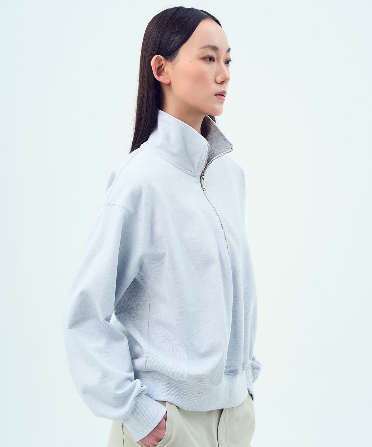 콥키노(KOBKINO) HALF ZIP SWEATSHIRT (MELANGE GREY)