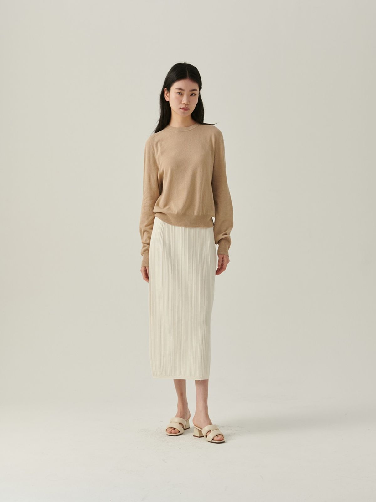 베이스스레드(BASETHREAD) Trace H Line Skirt - Cream