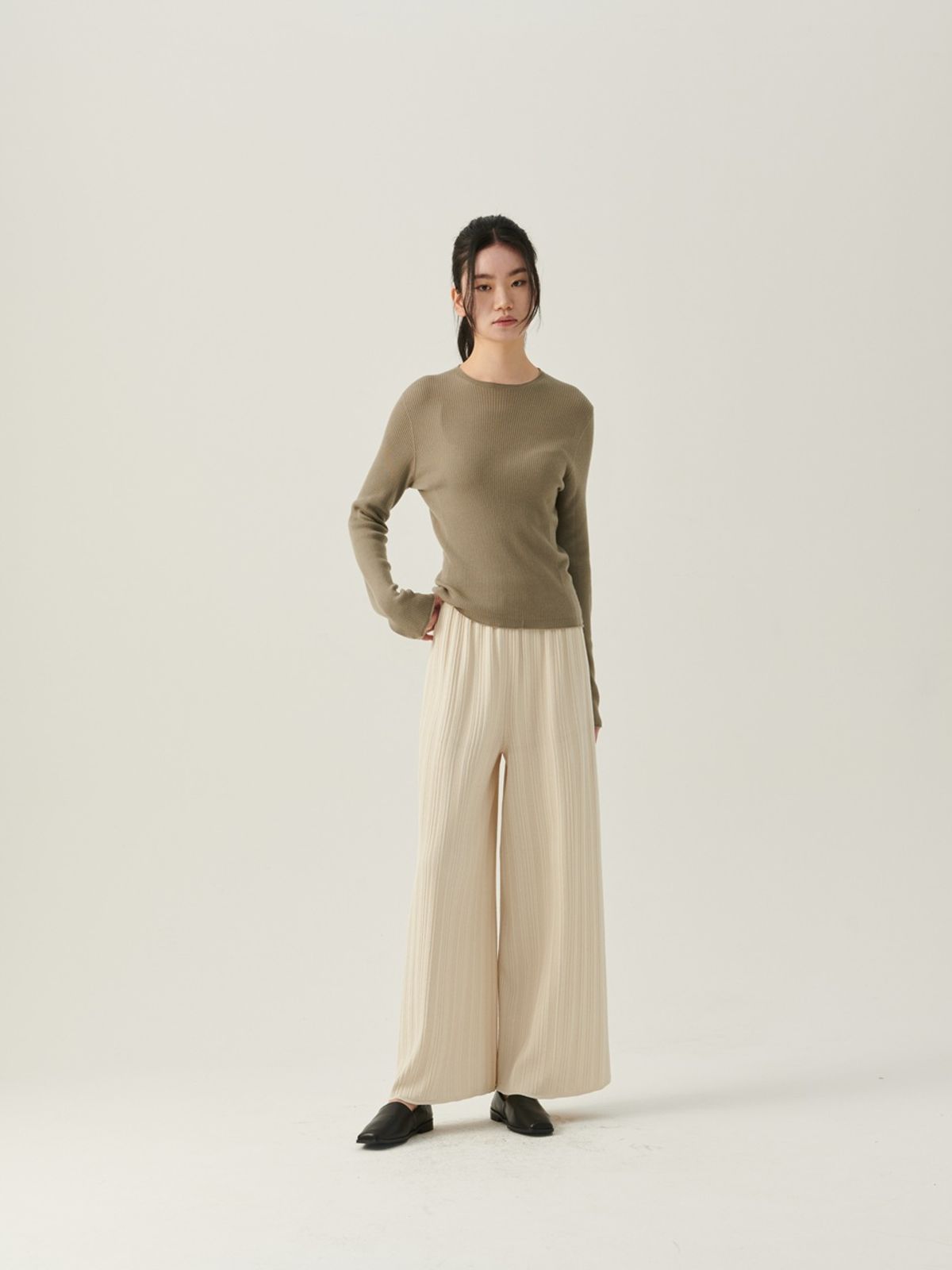 베이스스레드(BASETHREAD) Leaf Wide Pants - Beige