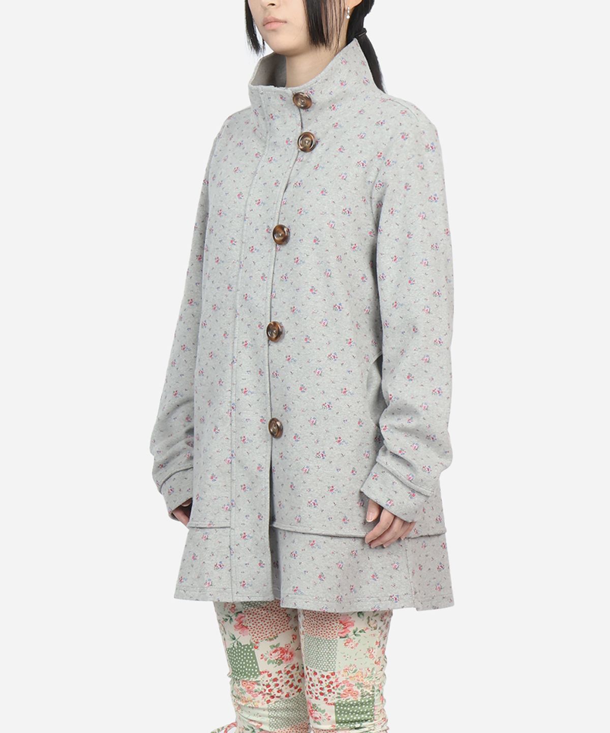 써넥트(SUNNECT) Floral Jersey Coat - Heather Grey