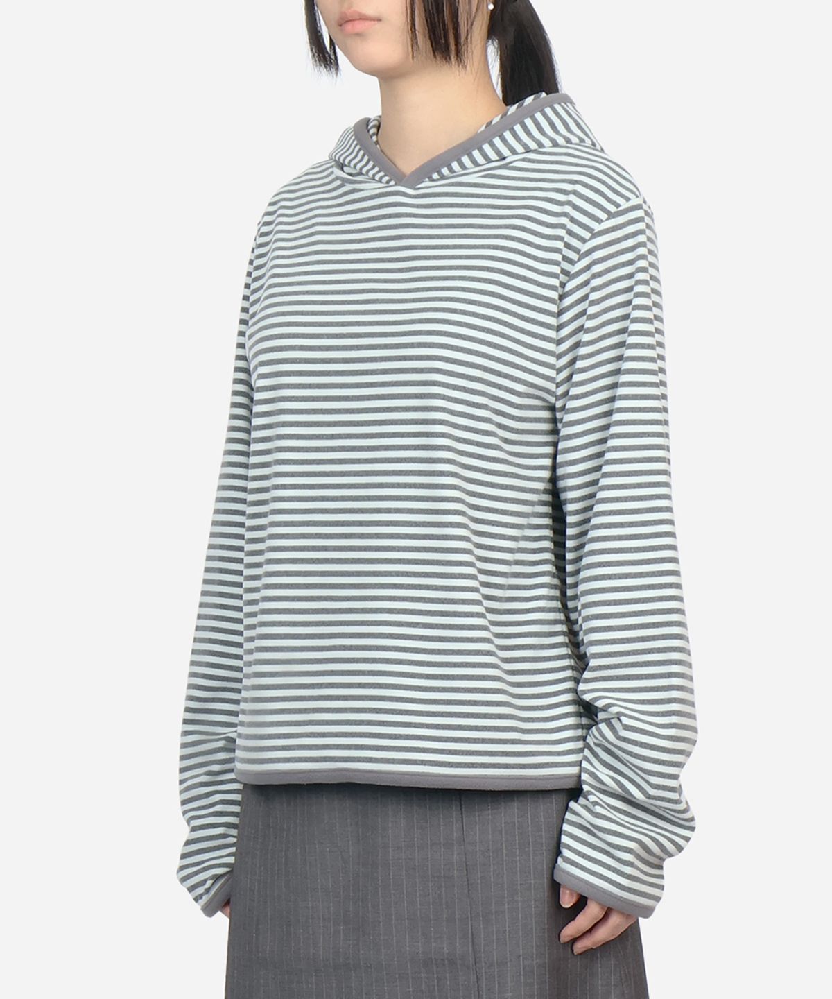 써넥트(SUNNECT) Stripe Taped Hoodie - Grey