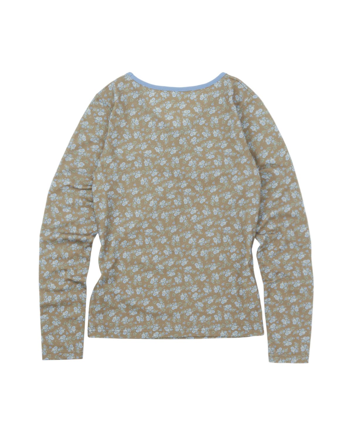 써넥트(SUNNECT) Floral Cinch Front LS Tee - Mocha