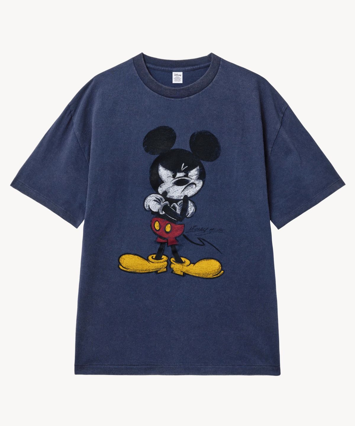 브이투(VTWO) 페이드 워싱 헤어 뱅스 _미키_ 티셔츠 (NAVY)
