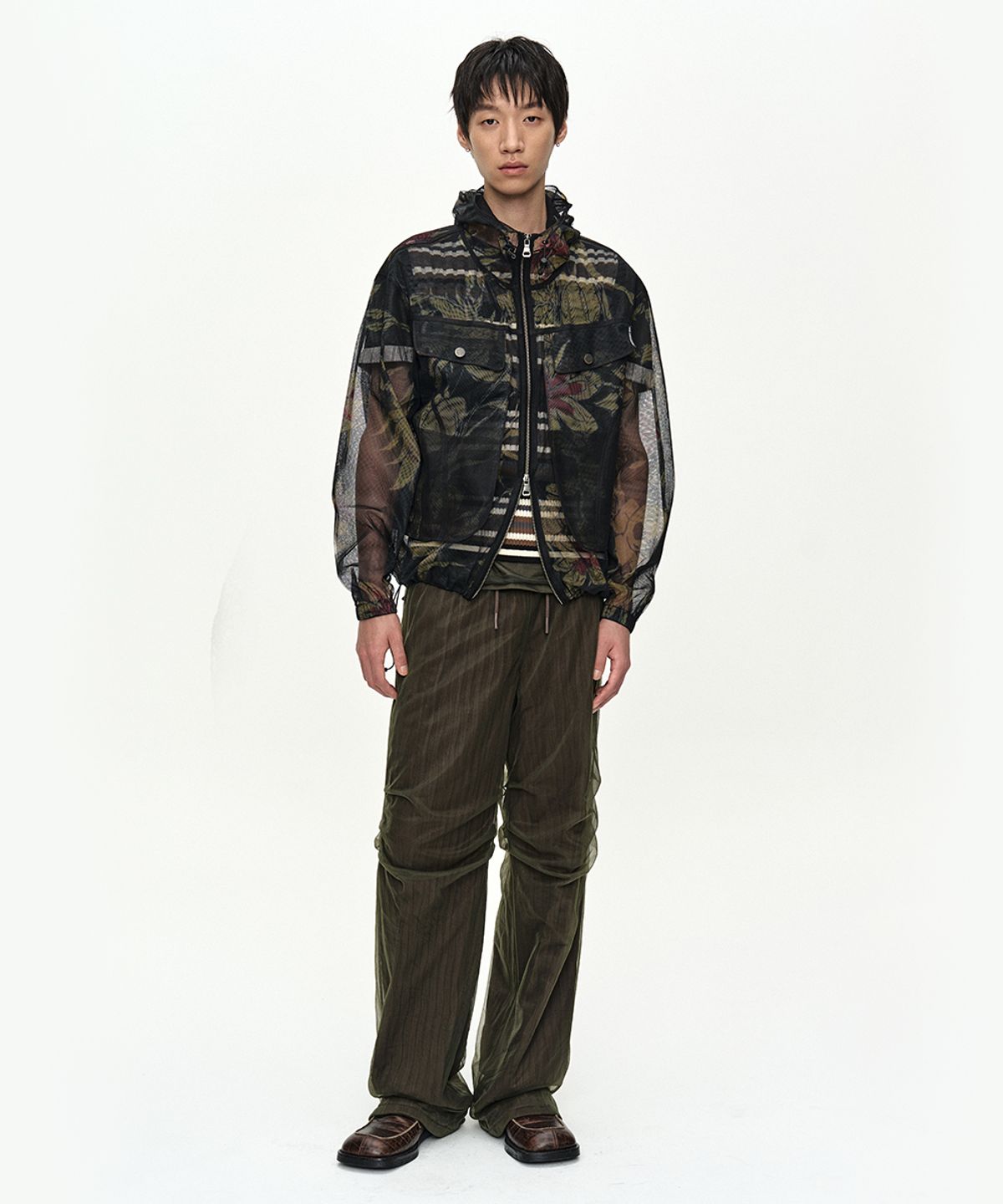 앤더슨벨(ADSB ANDERSSON BELL) FLOWER SHEER HOODIE JACKET awa760m(BLACK)