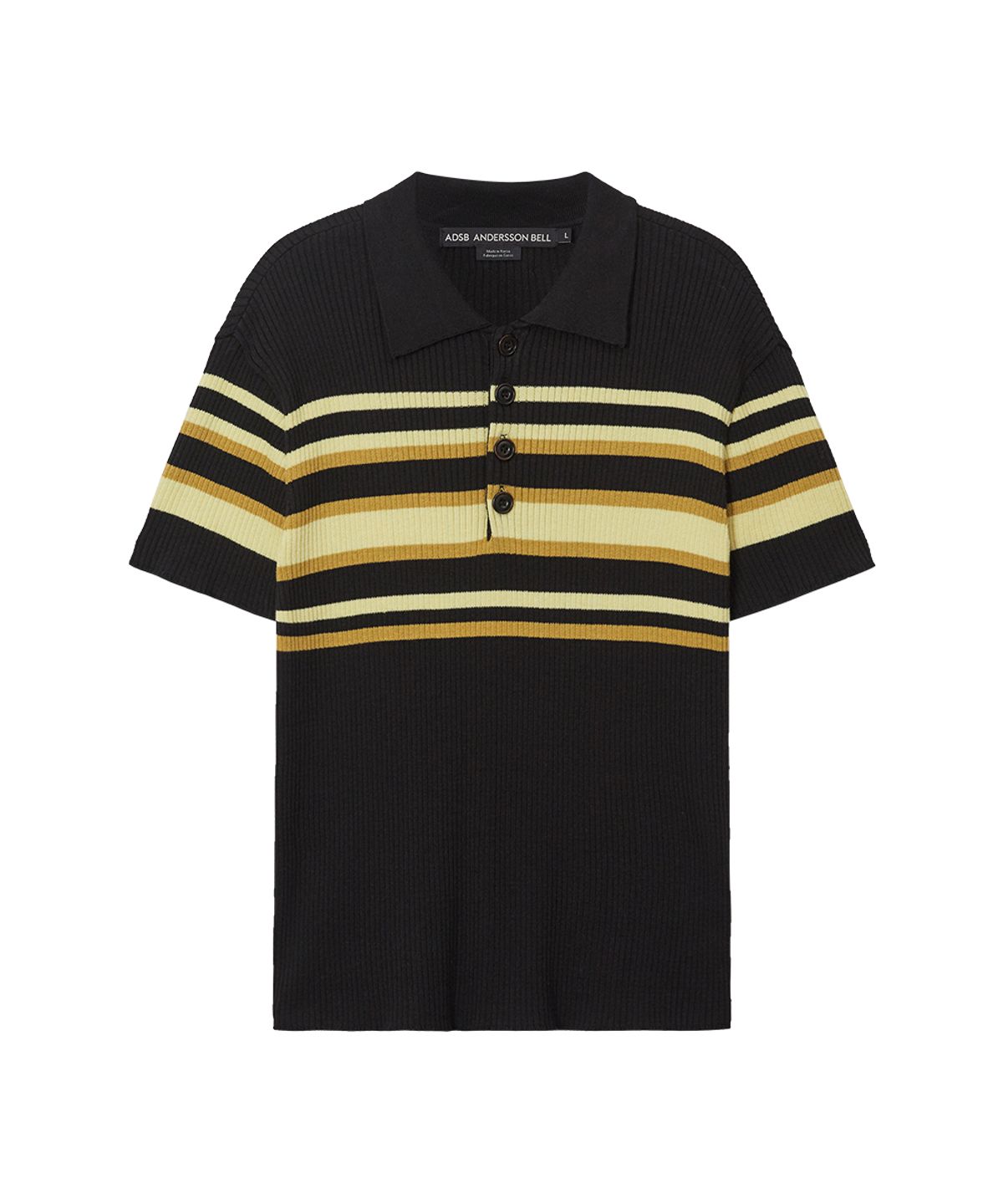 앤더슨벨(ADSB ANDERSSON BELL) PITT STRIPE POLO SWEATER atb1532m(BLACK/LEMON)