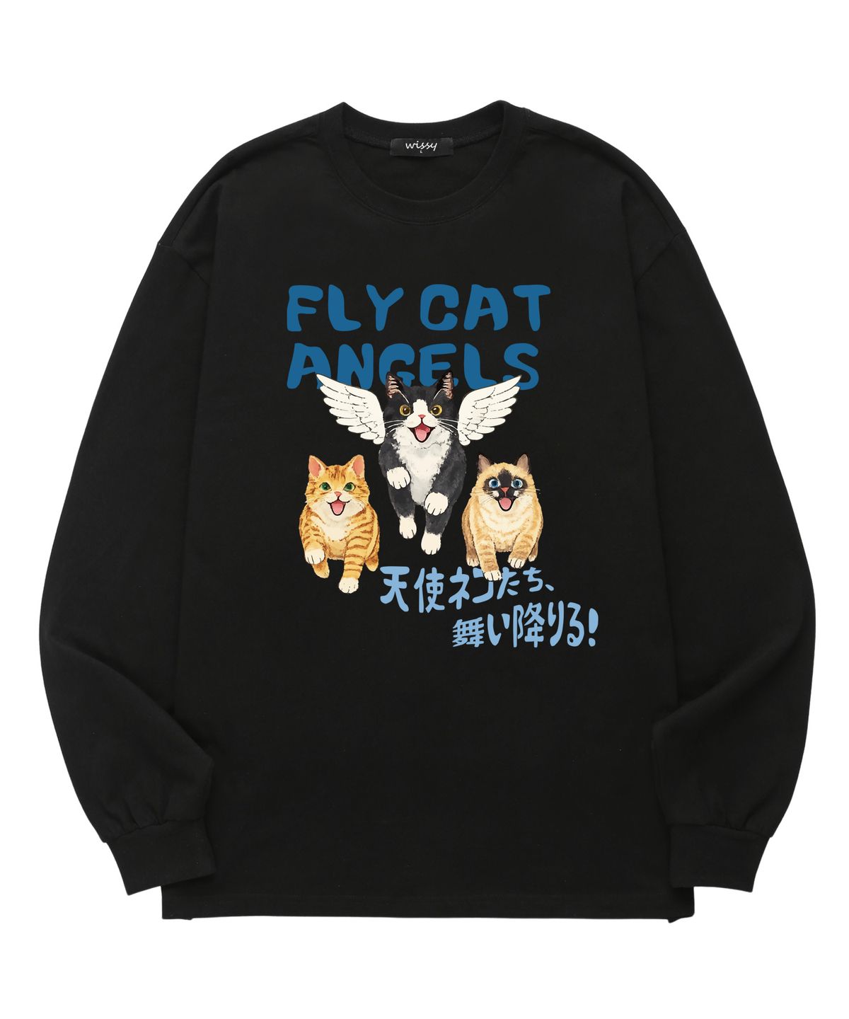 위씨(WISSY) FLY CAT 긴팔 티셔츠 (WLS041) 블랙
