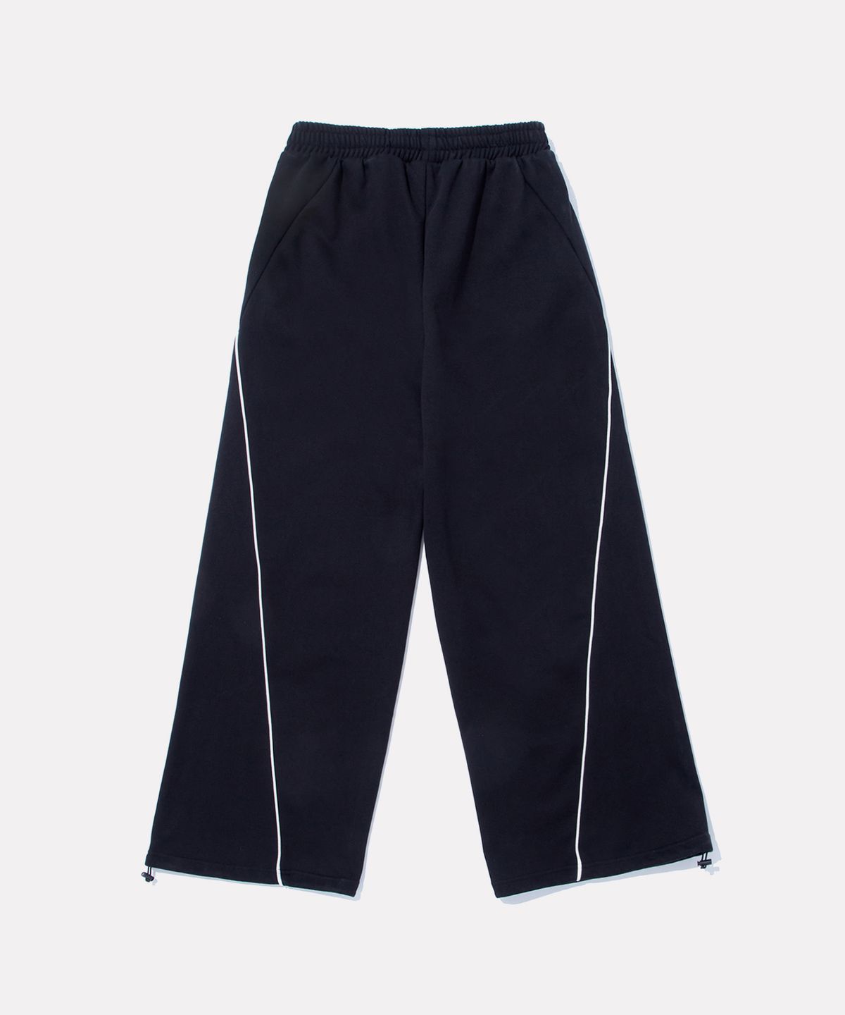 리복(REEBOK) 파이핑 와이드 스웨트 팬츠 (W) - 블랙