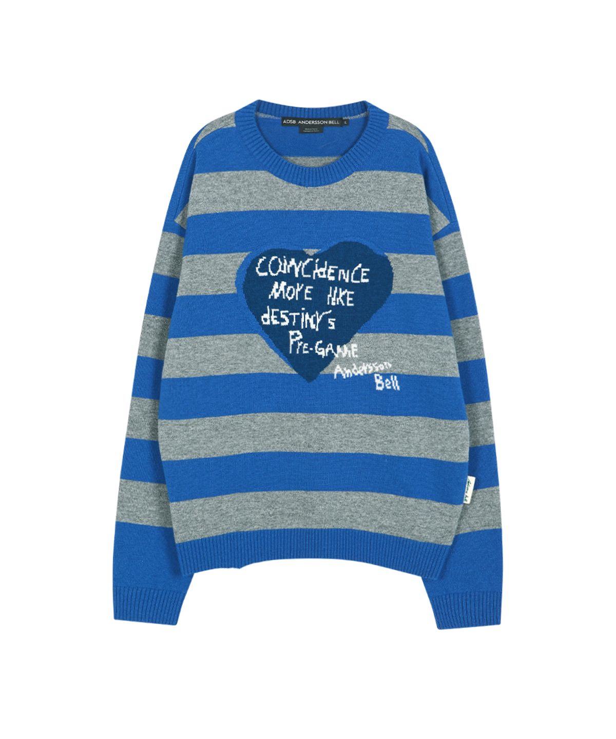 앤더슨벨(ADSB ANDERSSON BELL) 26 BOYS HEART MESSAGE CREW-NECK SWEATER atb1618m(BLUE/GREY)