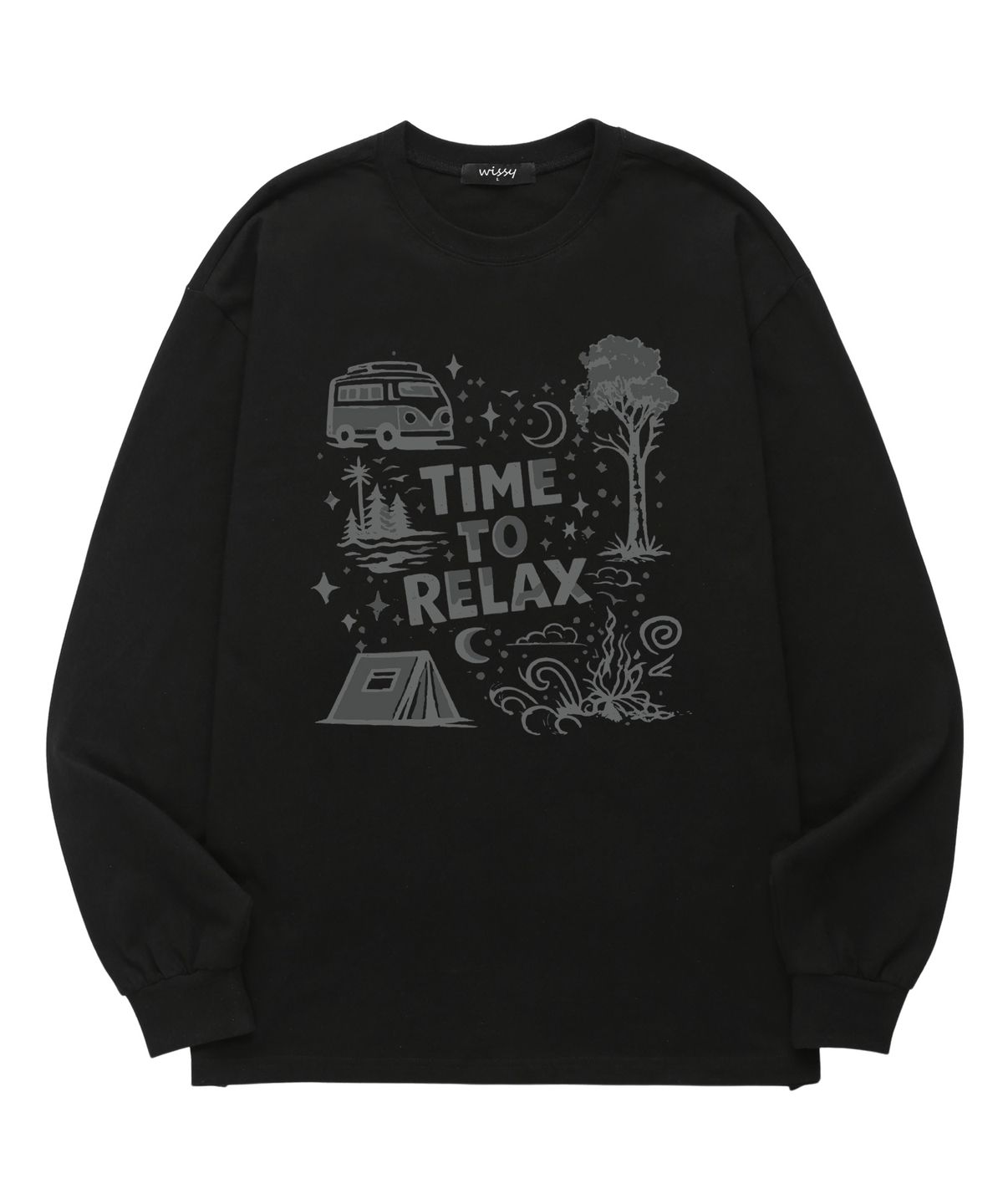 위씨(WISSY) TIME RELAX 긴팔 티셔츠 (WLS042) 블랙