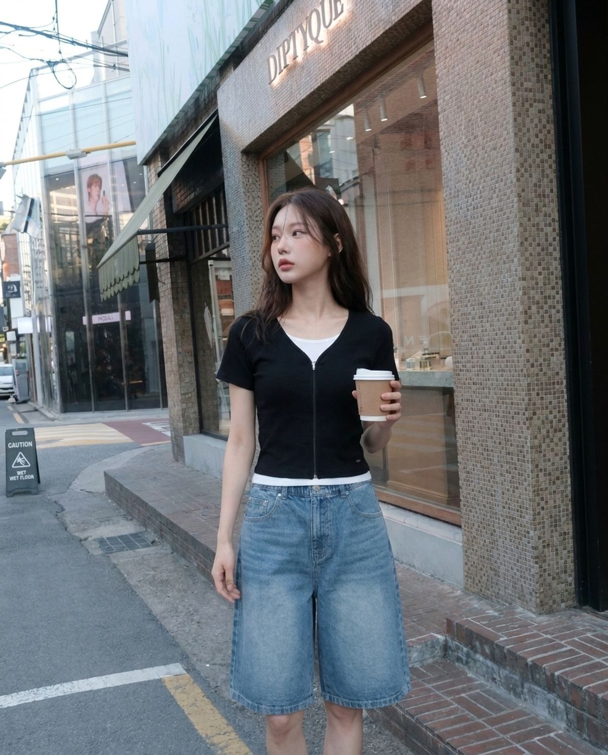 행텐(HANGTEN) 여성 웨일 레이어드 셔링 집업 가디건_100(10570-131-409-69)