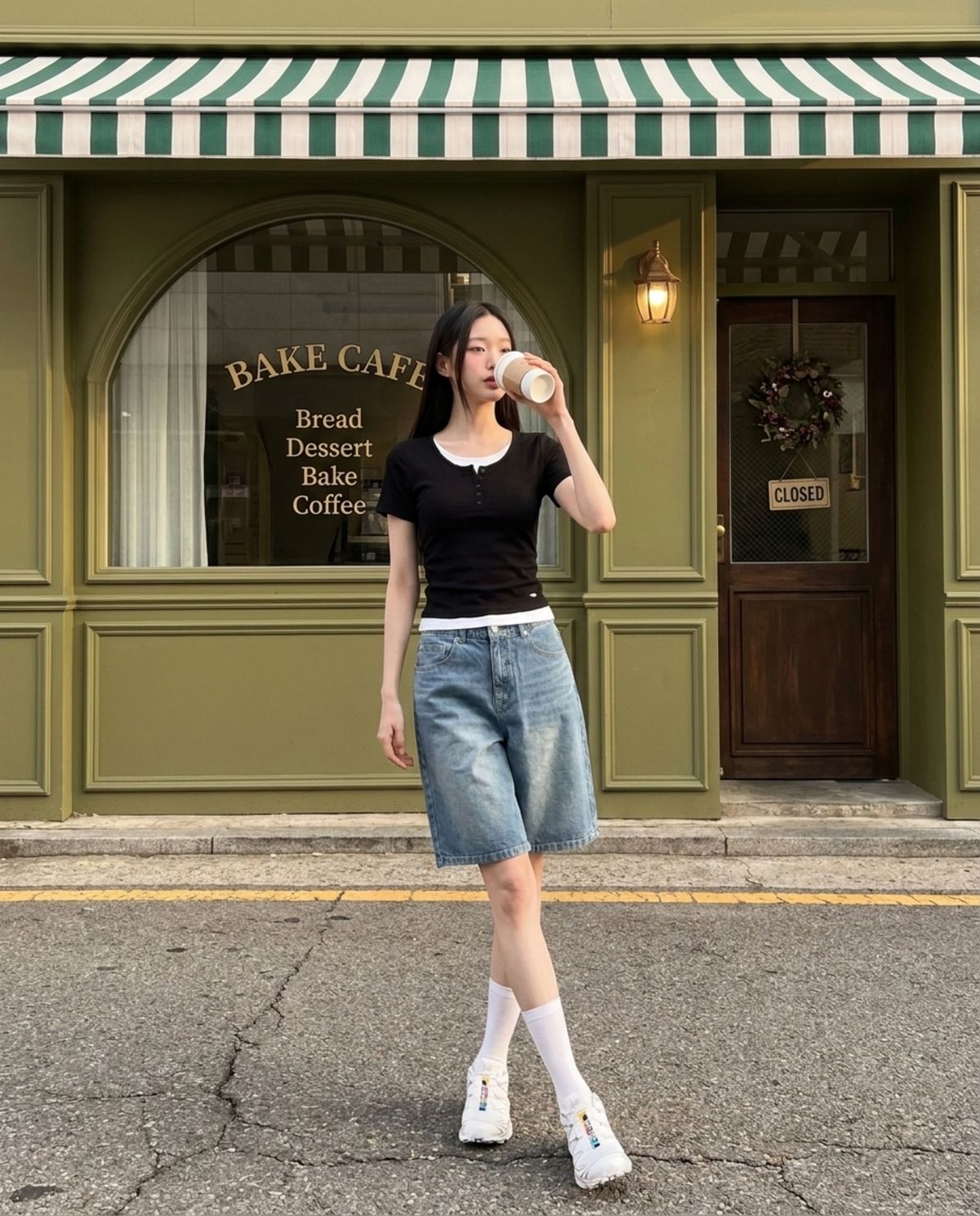 행텐(HANGTEN) 여성 웨일 레이어드 셔링 반팔 티셔츠_100(10570-131-410-69)