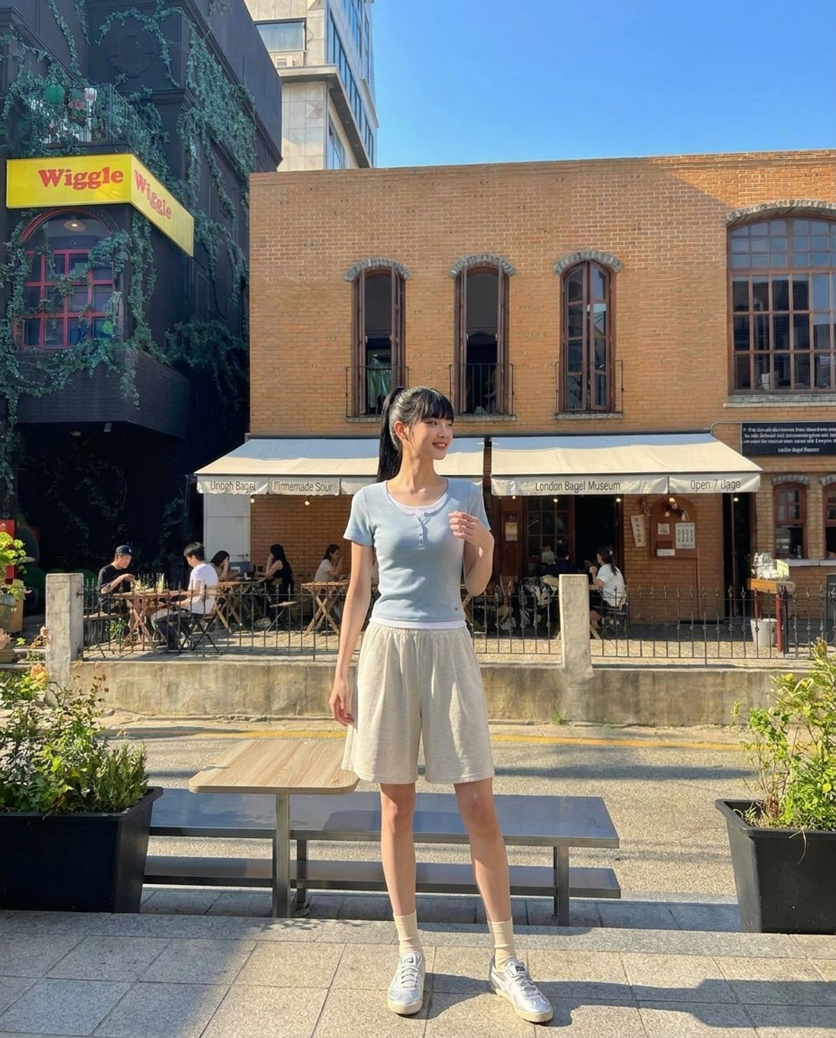 행텐(HANGTEN) 여성 웨일 레이어드 셔링 반팔 티셔츠_212(10570-131-410-69)