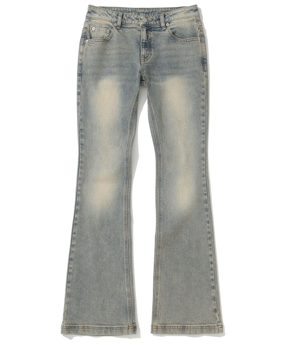 낫포너드(NOT4NERD) W Symbol Stitch Low Rise Flare Fit Denim Pants - Light Blue