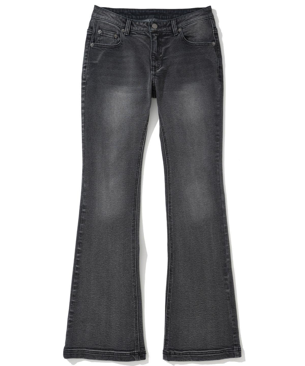 낫포너드(NOT4NERD) W Symbol Stitch Low Rise Flare Fit Denim Pants - Black