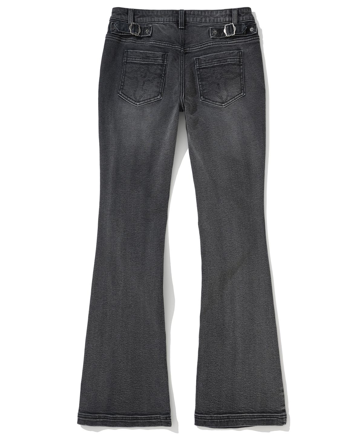 낫포너드(NOT4NERD) W Symbol Stitch Low Rise Flare Fit Denim Pants - Black