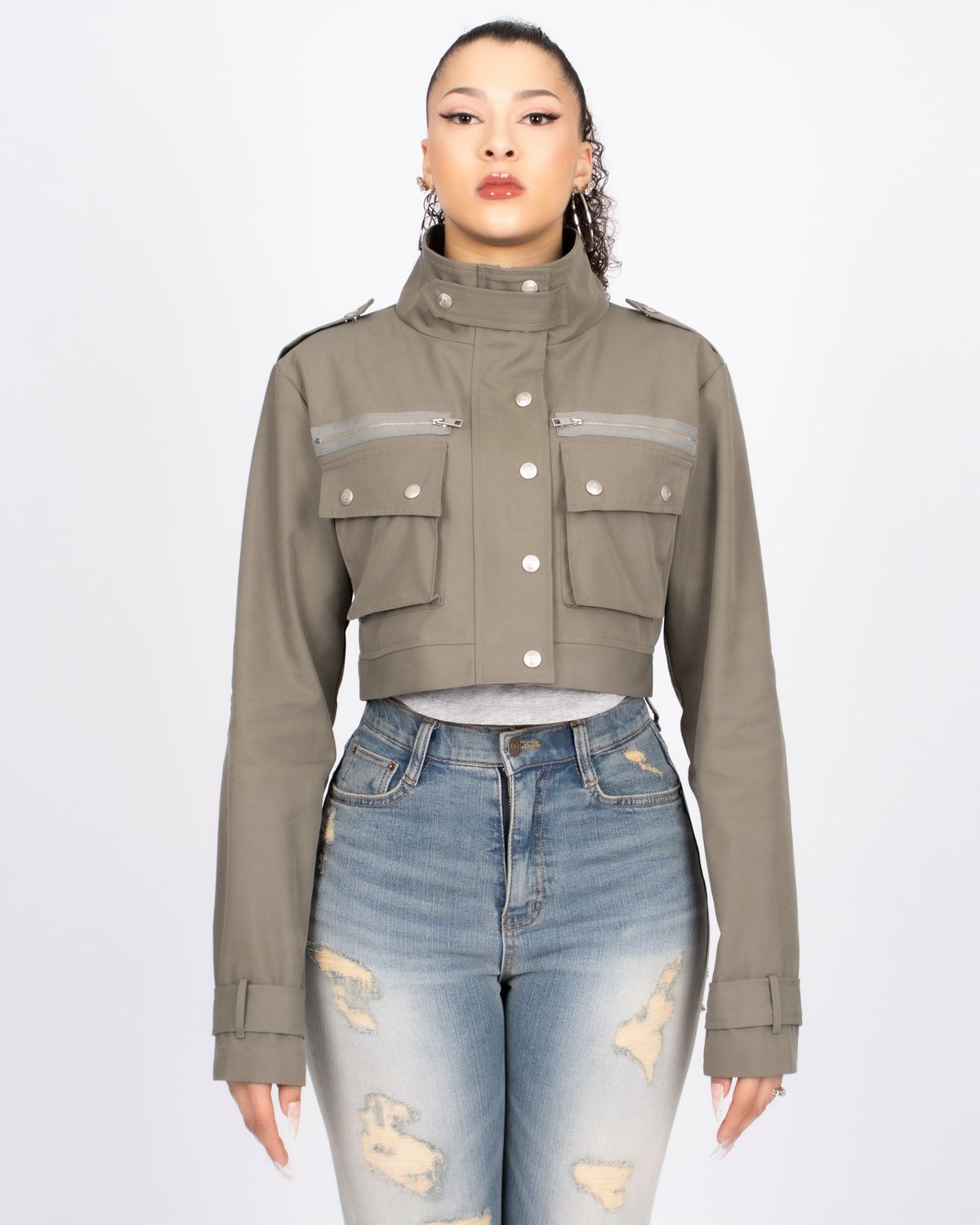 쿨시스(COOLSIS) CS UTILITY CROP JACKET-007 (KHAKI)