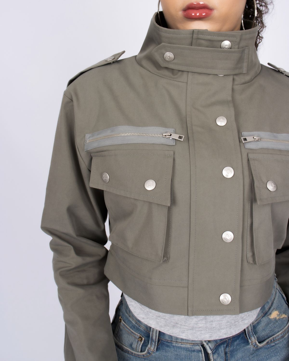 쿨시스(COOLSIS) CS UTILITY CROP JACKET-007 (KHAKI)