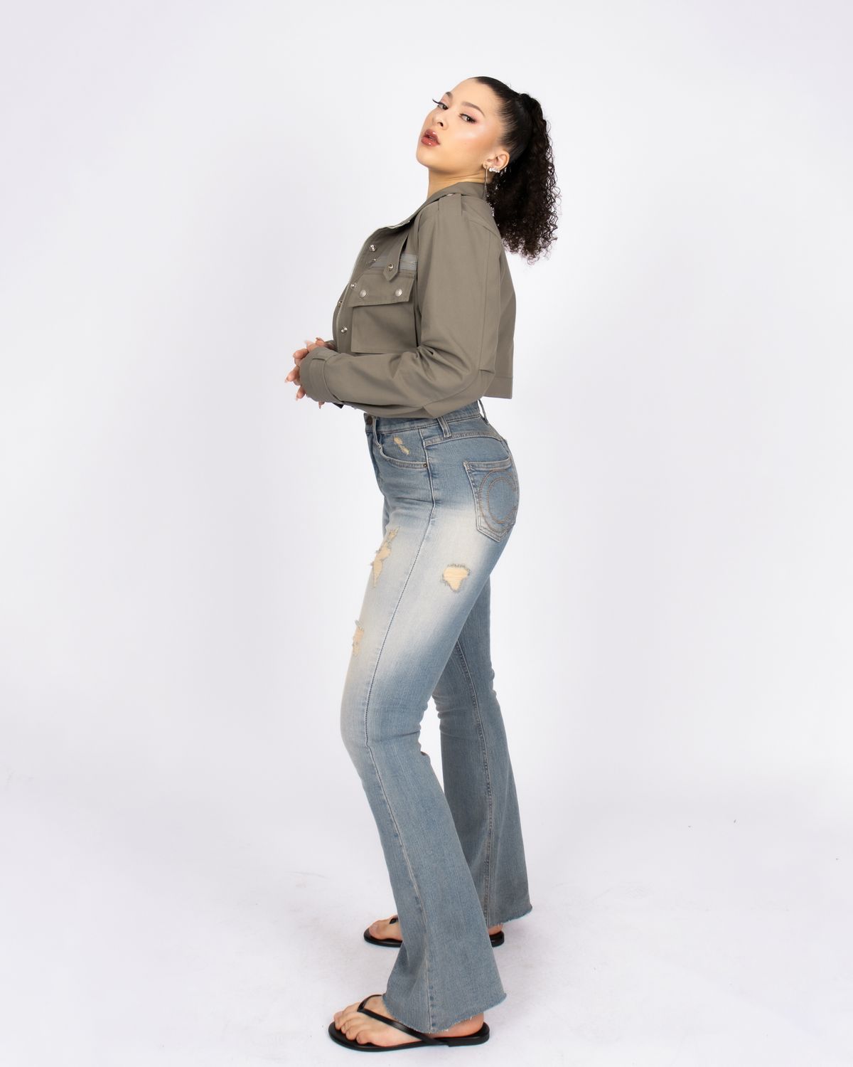 쿨시스(COOLSIS) CS UTILITY CROP JACKET-007 (KHAKI)