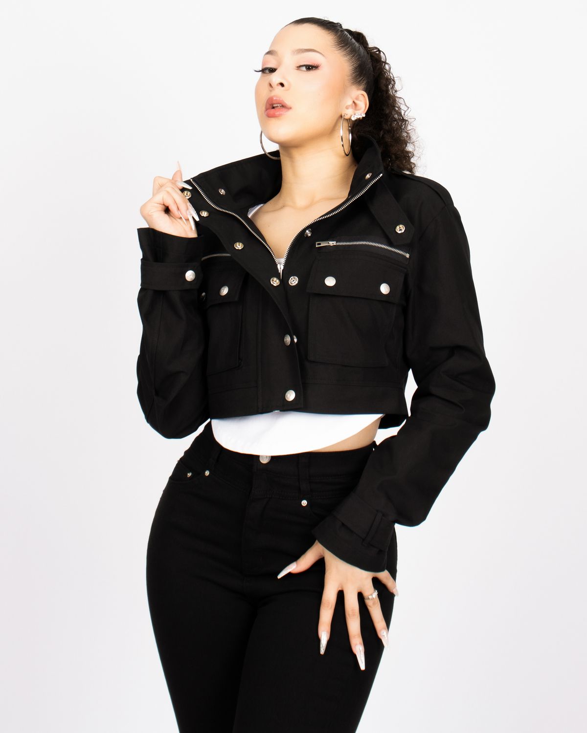 쿨시스(COOLSIS) CS UTILITY CROP JACKET-007 (BLACK)