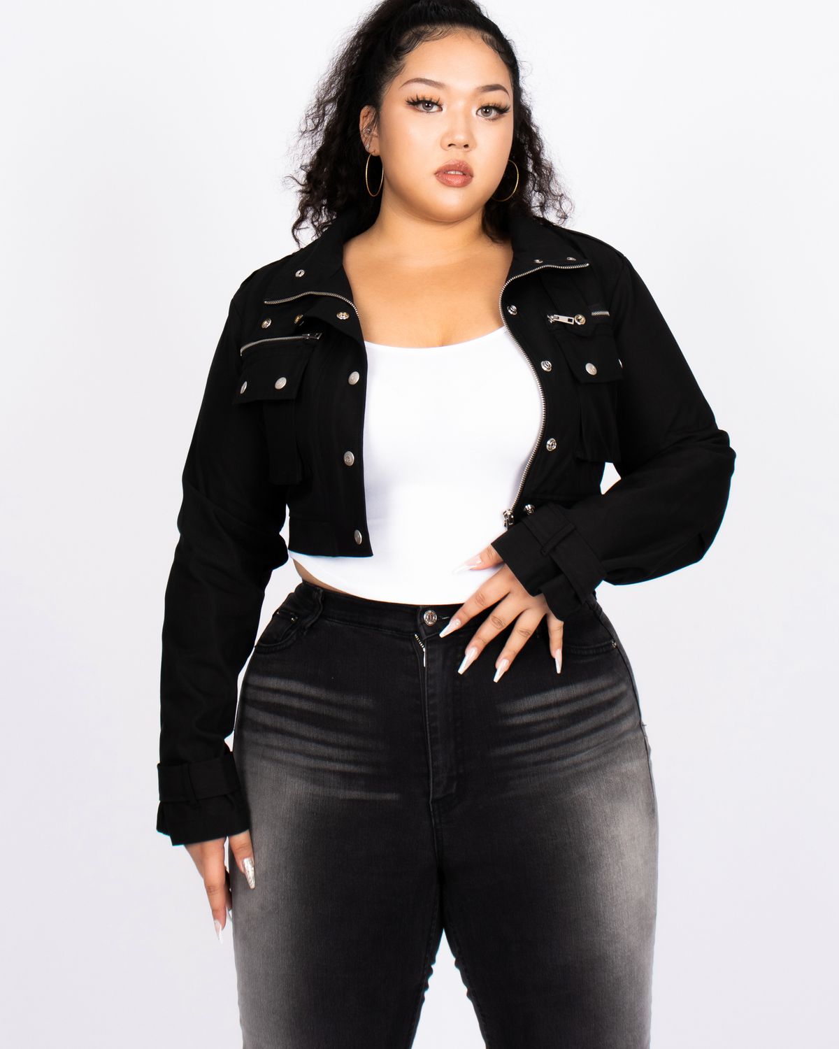 쿨시스(COOLSIS) CS UTILITY CROP JACKET-007 (BLACK)