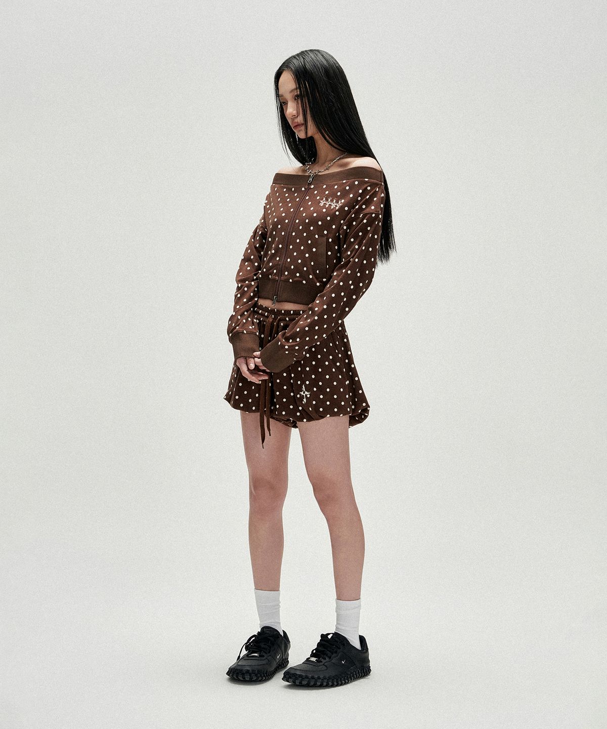 낫포너드(NOT4NERD) W Polka Dot Balloon Shorts - Brown