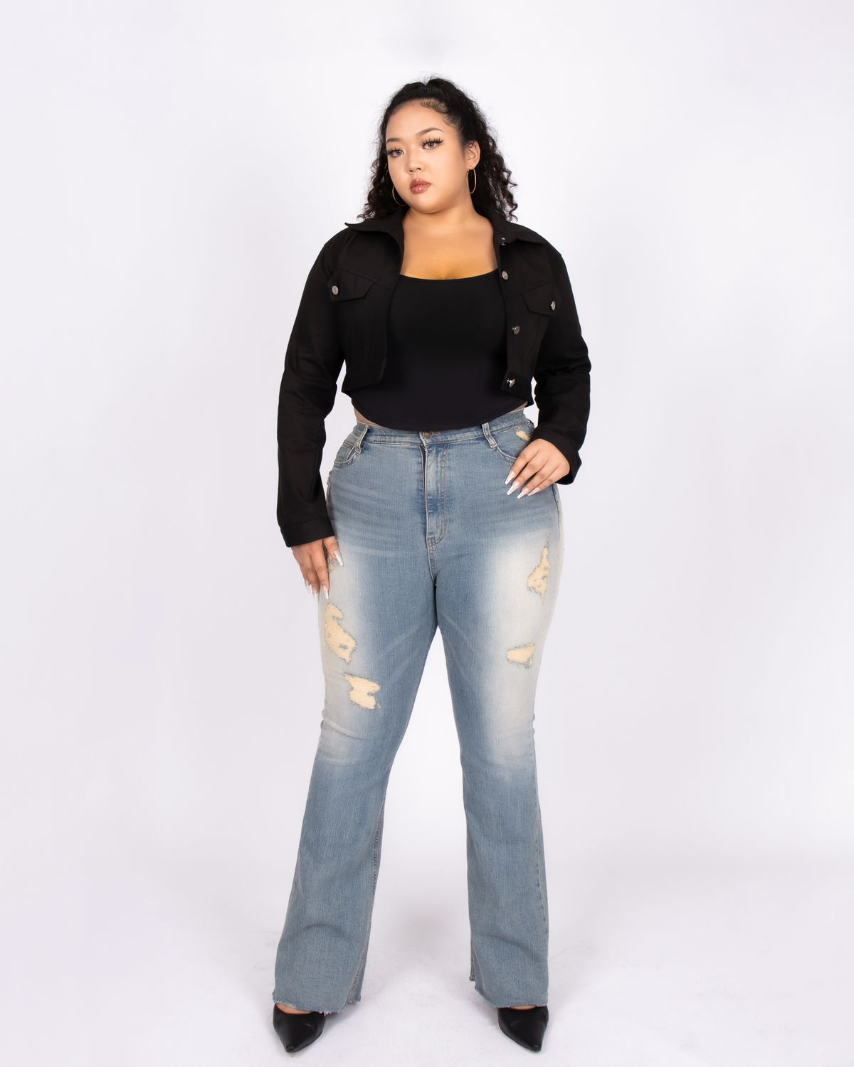 쿨시스(COOLSIS) CS RIPPED BOOTCUT JEANS-021