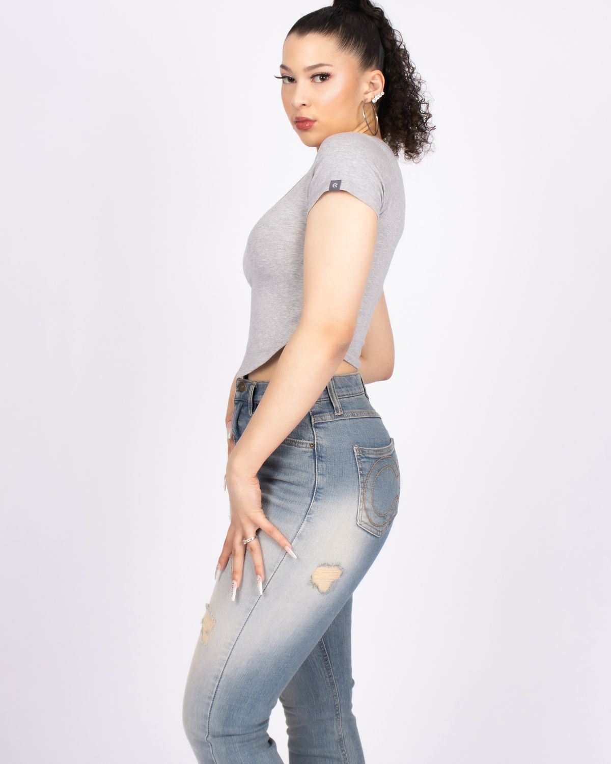 쿨시스(COOLSIS) CS RIPPED BOOTCUT JEANS-021