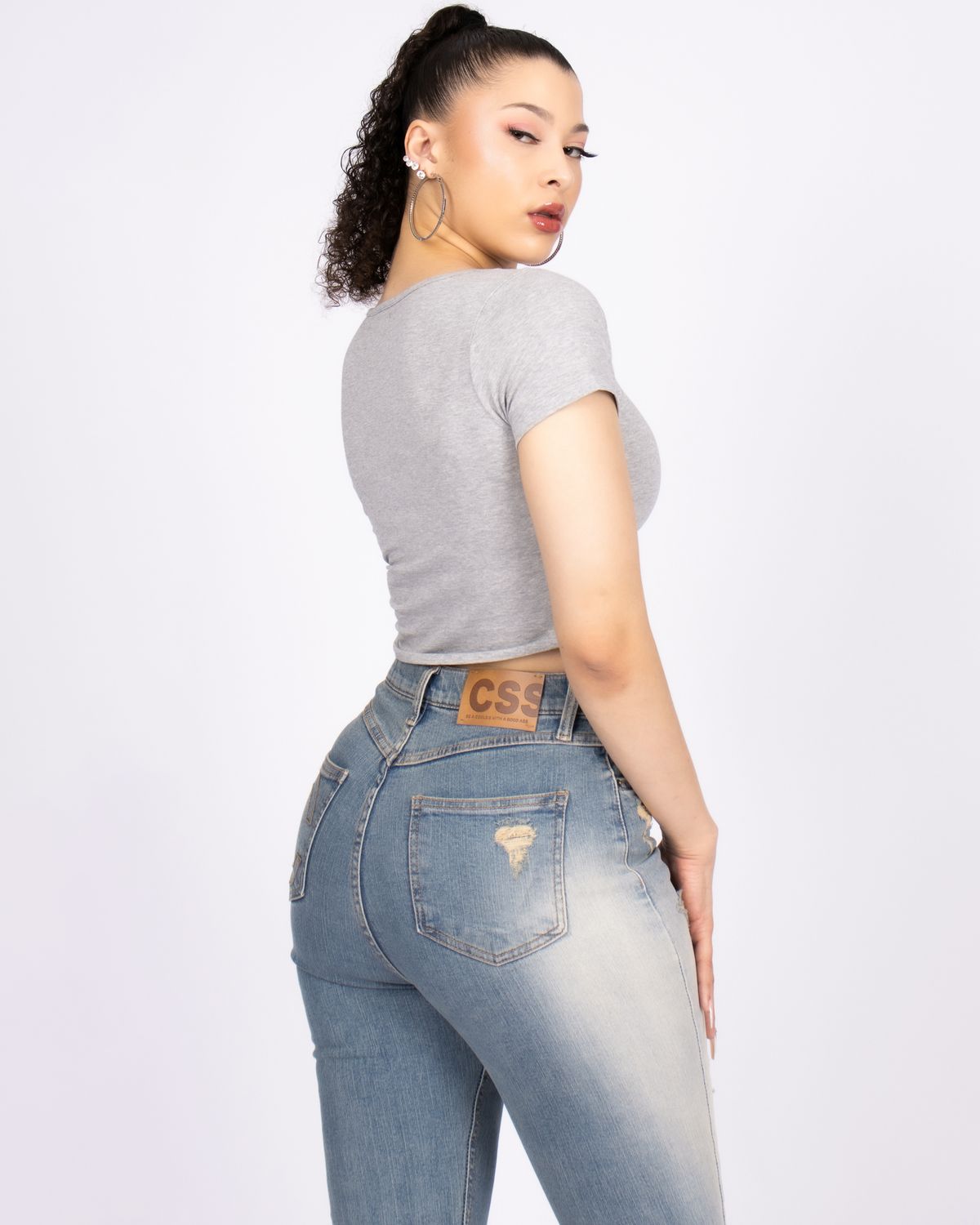 쿨시스(COOLSIS) CS RIPPED BOOTCUT JEANS-021