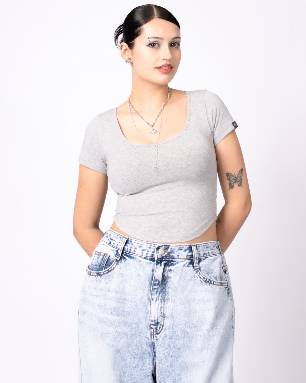 쿨시스(COOLSIS) CS C-BASIC CROP TOP-013 (GREY)