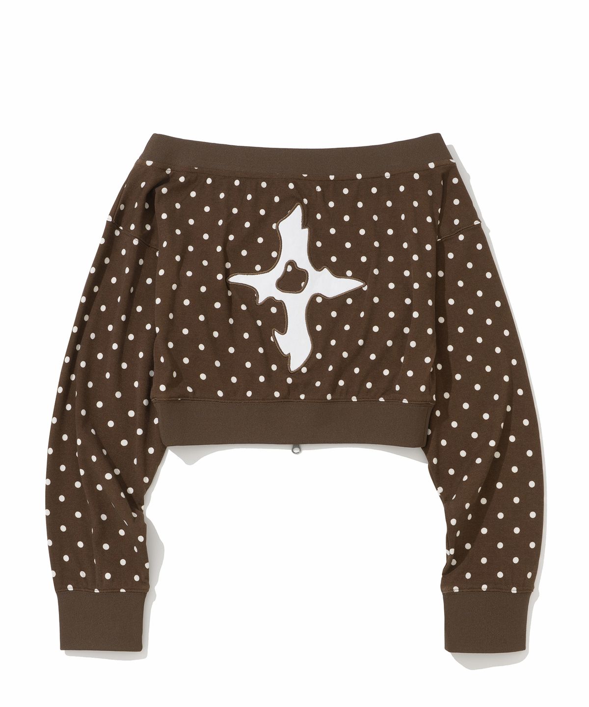 낫포너드(NOT4NERD) W Polka Dot Jersey Crop Track Jacket - Brown