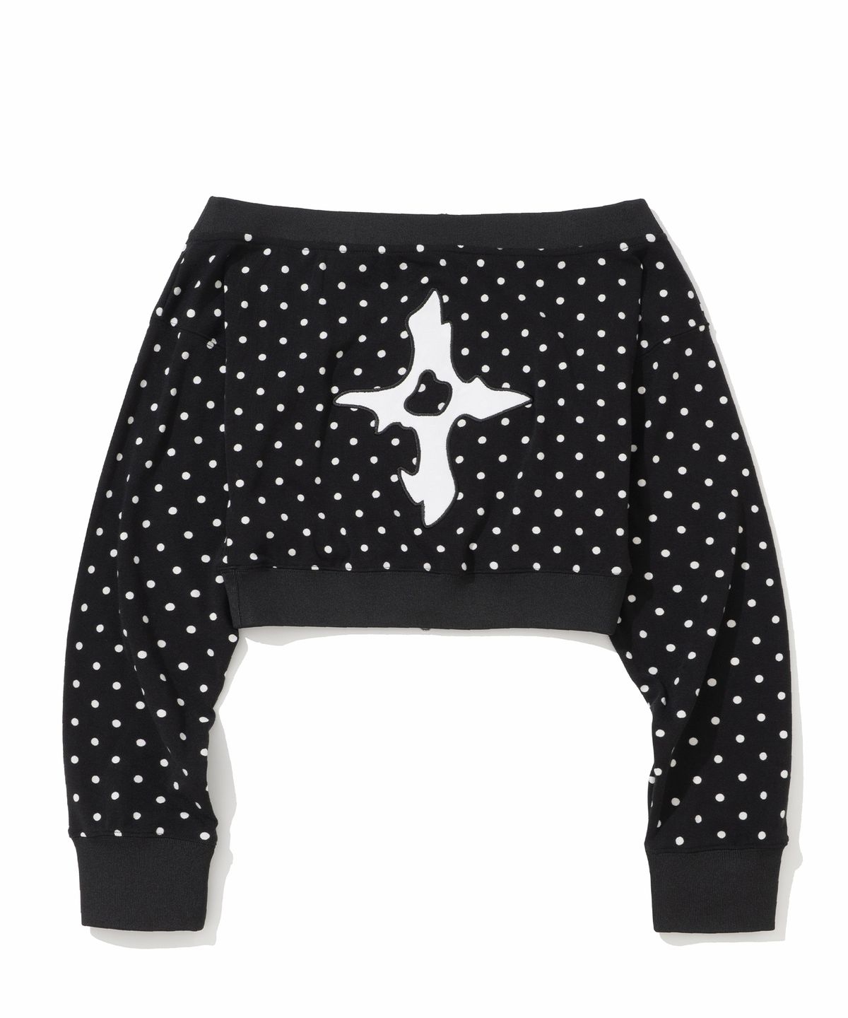 낫포너드(NOT4NERD) W Polka Dot Jersey Crop Track Jacket - Black
