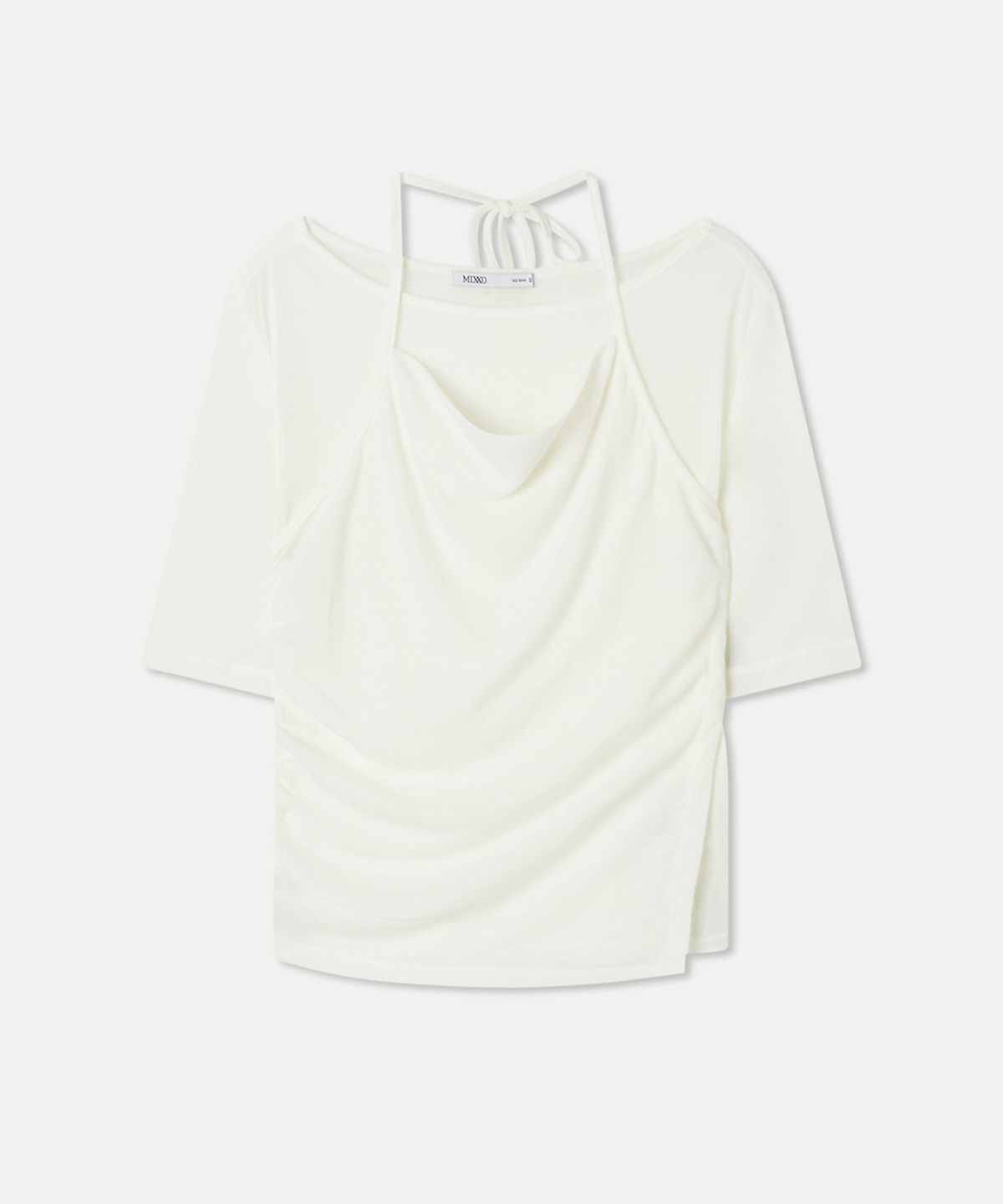 미쏘(MIXXO) 카울넥 레이어드 반팔 티셔츠_MIWHWG512A
