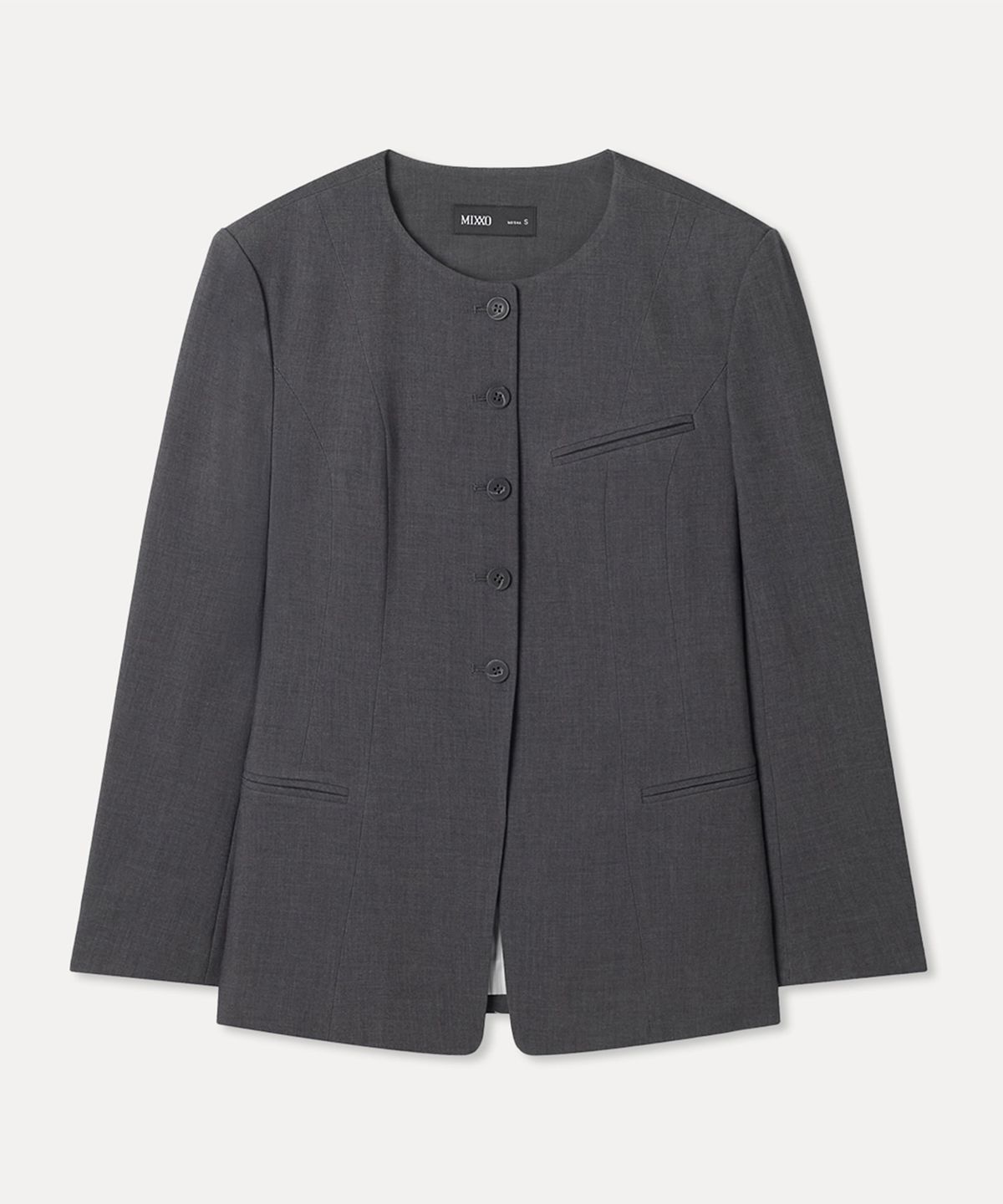 미쏘(MIXXO) 라운드넥 슬림핏 자켓_MIWJKG91QB