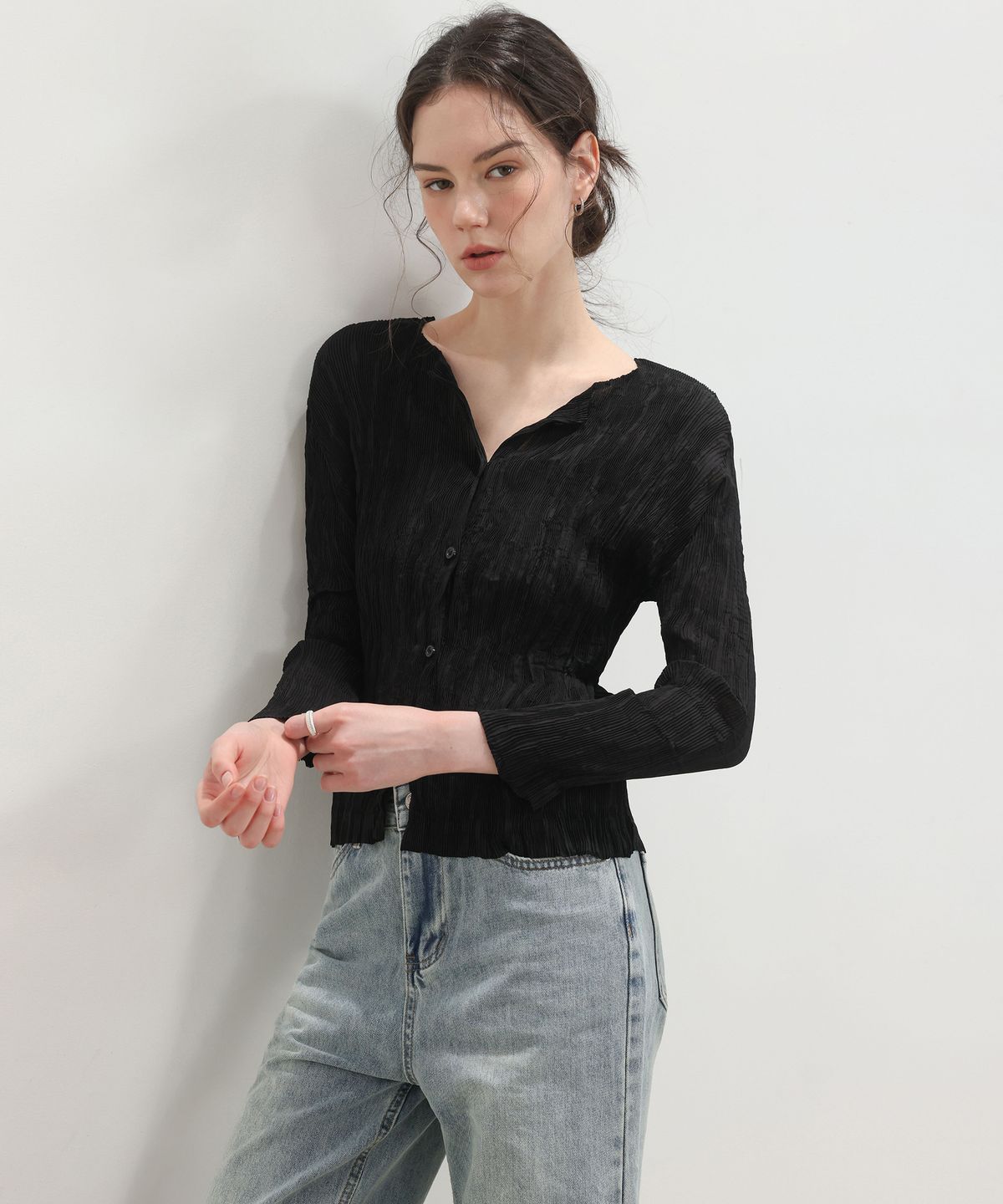 플리츠무드(PLEATSMOOD) 웨인 크링클 플리츠 셔츠