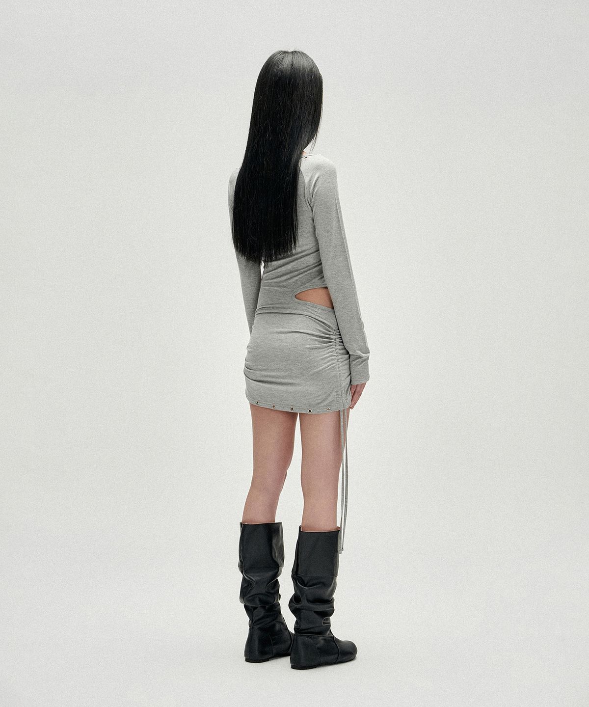 낫포너드(NOT4NERD) W Under Fog Fracture Eyelet Mini Dress - Grey