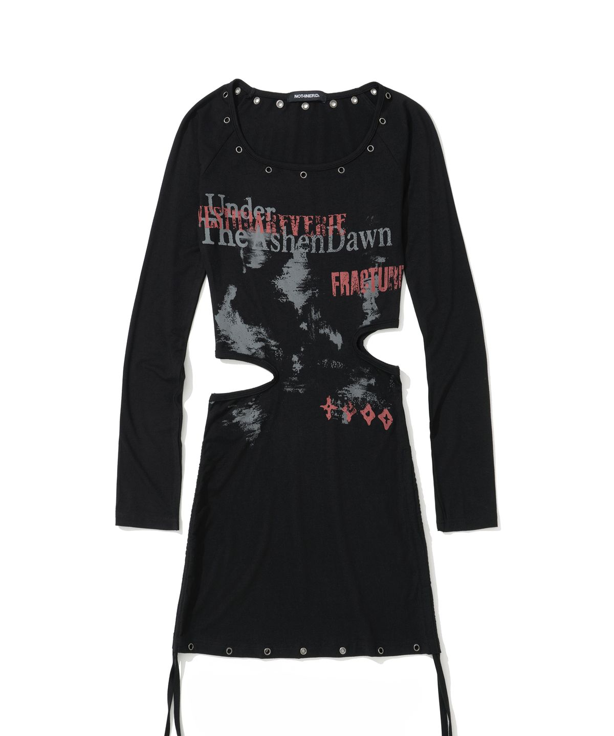 낫포너드(NOT4NERD) W Under Fog Fracture Eyelet Mini Dress - Black