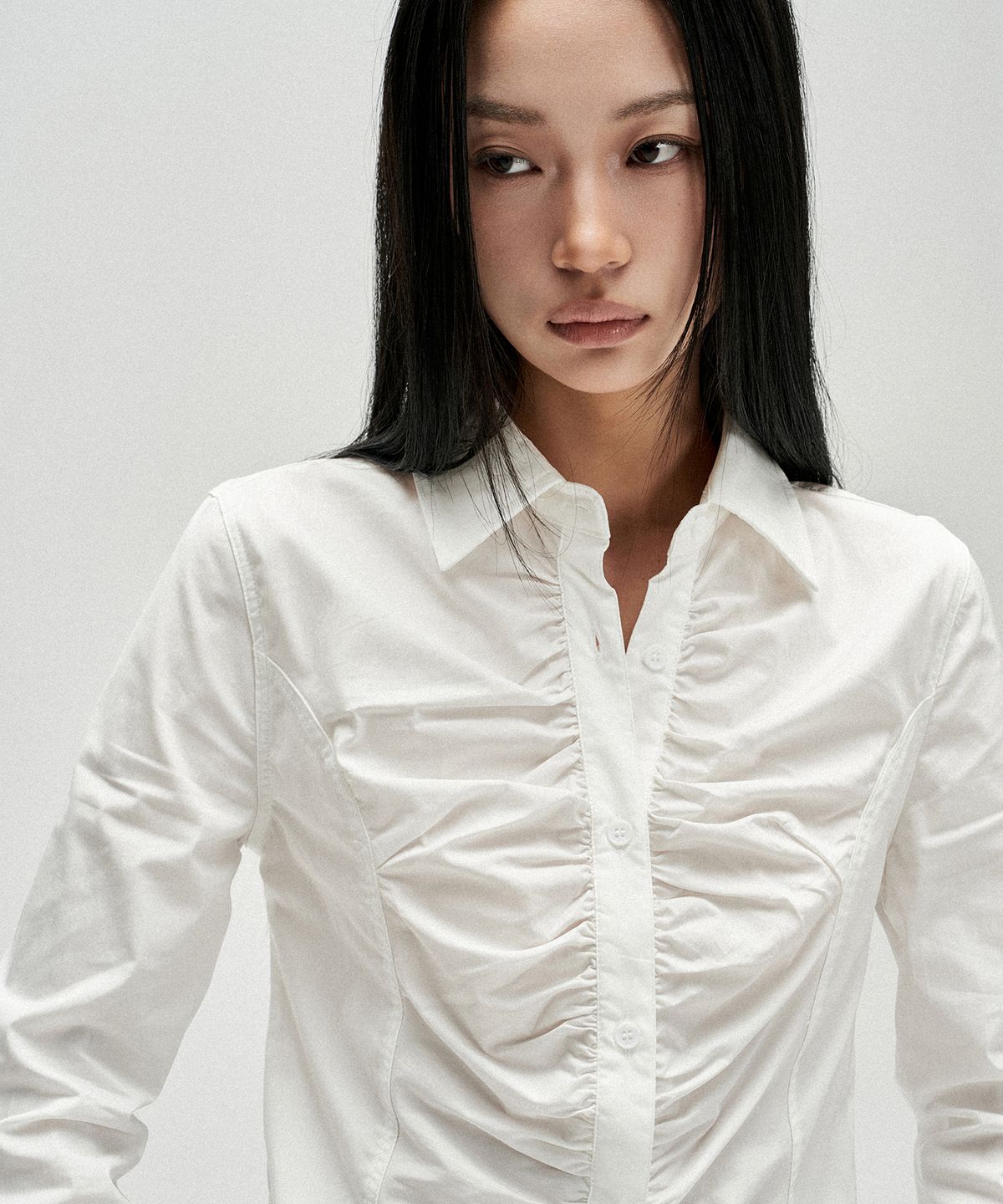 낫포너드(NOT4NERD) W Front Shirring Shirt - White