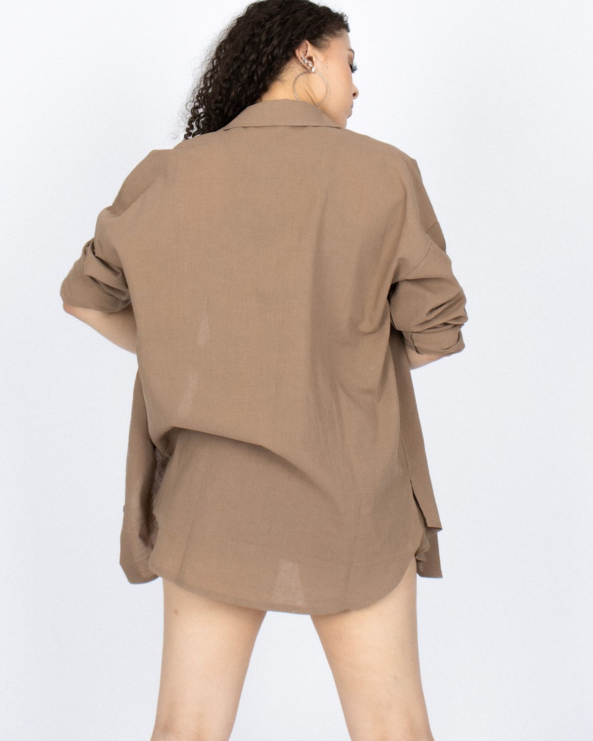 쿨시스(COOLSIS) CS LINEN LOGO SHIRTS-018 (BROWN)