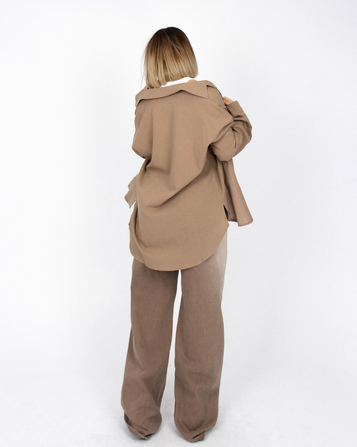 쿨시스(COOLSIS) CS LINEN LOGO SHIRTS-018 (BROWN)