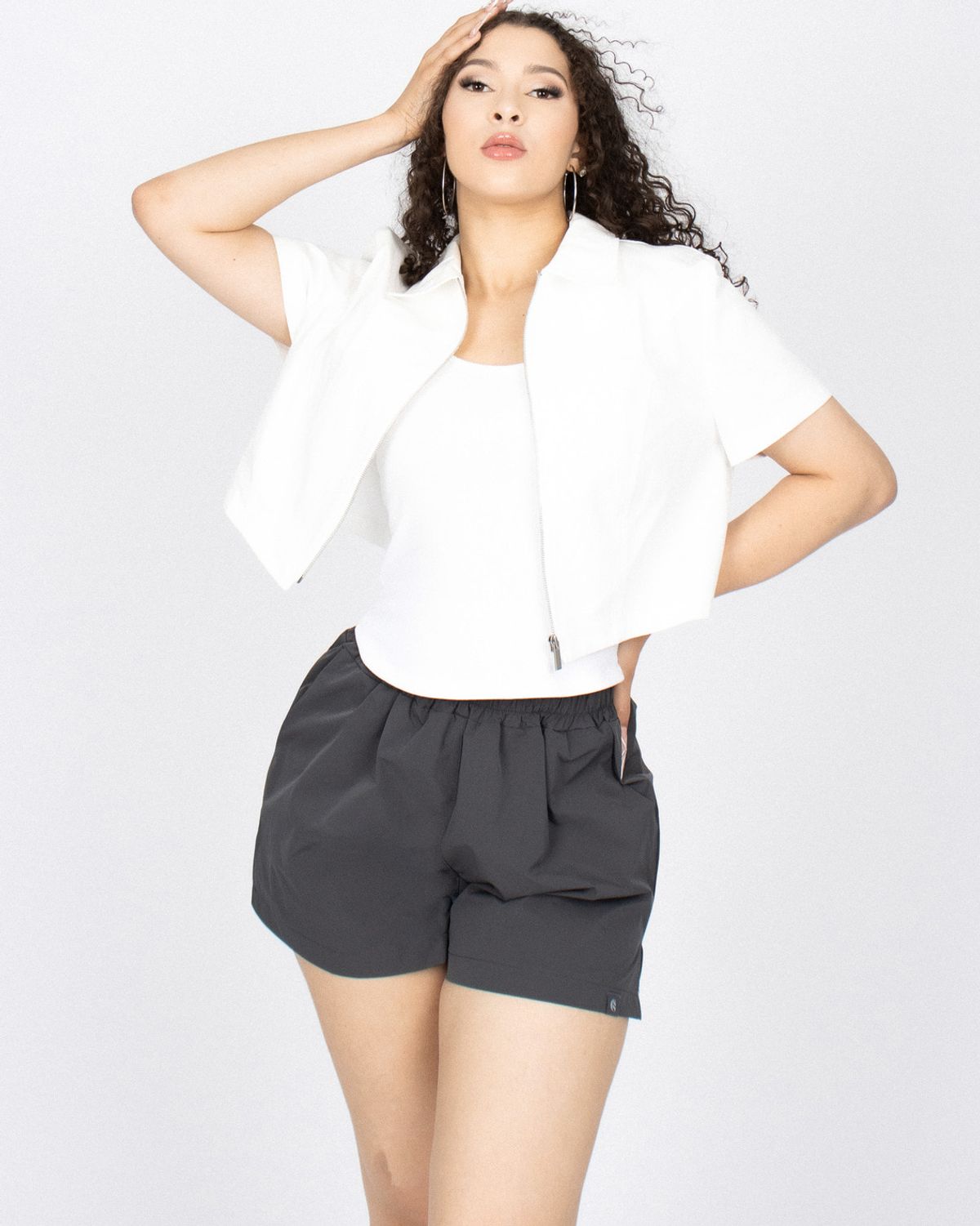 쿨시스(COOLSIS) CS CROP ZIP SHIRTS-017 (IVORY)