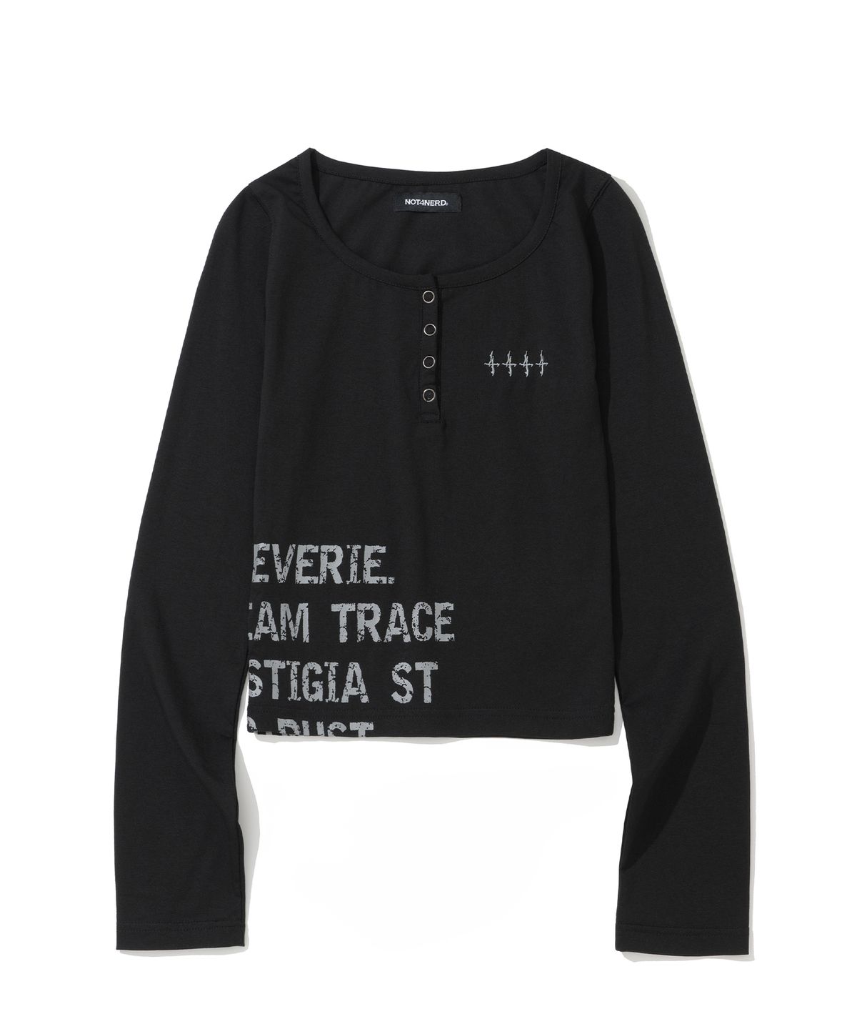 낫포너드(NOT4NERD) W Dream Trace Henley Neck Long Sleeve - Black
