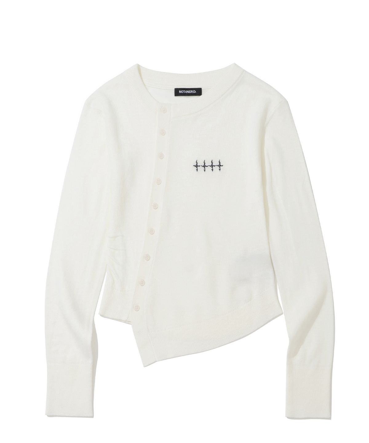 낫포너드(NOT4NERD) W Diagonal Button Knit Cardigan - Ivory