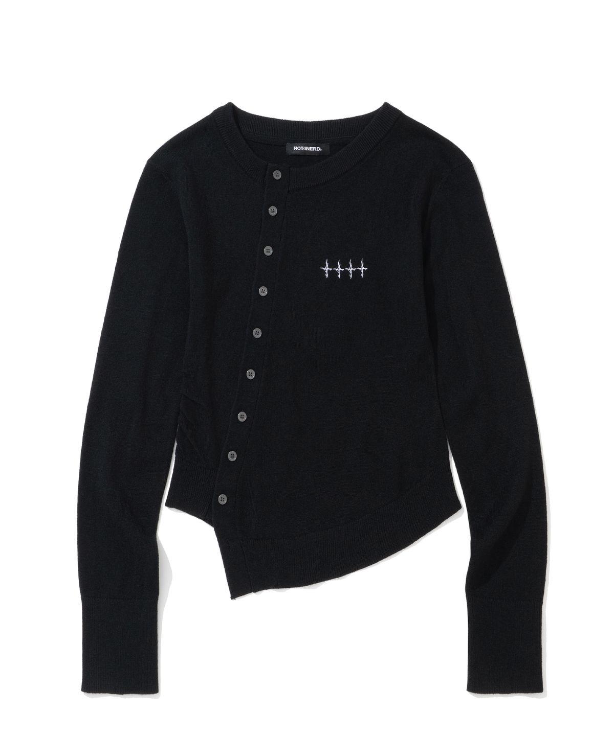 낫포너드(NOT4NERD) W Diagonal Button Knit Cardigan - Black